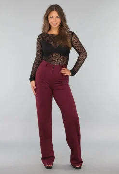 Rechte Tall Stretch Pantalon in Burgundy