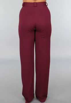 Rechte Tall Stretch Pantalon in Burgundy