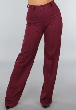Rechte Tall Stretch Pantalon in Burgundy