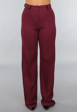 Rechte Tall Stretch Pantalon in Burgundy