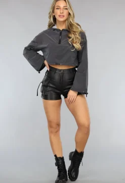 Reflecterend Cropped Windjack met Capuchon