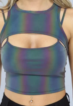 Reflecterende Crop Top met Spaghettibandjes