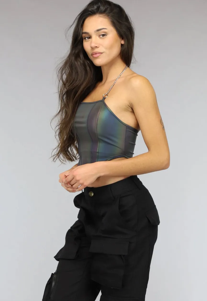 Reflecterende Halter Top met Ketting