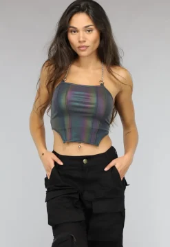 Reflecterende Halter Top met Ketting
