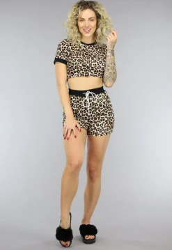 Rib Pyjama Set met Panterprint