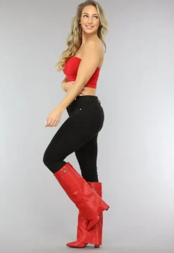 Rode Elastische Top Zonder Bandjes met Anti-Slip