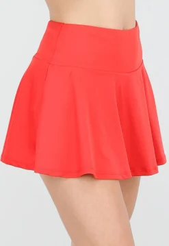 Rode Geplooide Stretch Skort