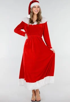 Rode Kerst Maxi Jurk met Riem en Kerstmuts