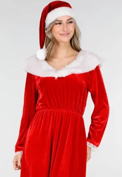 Rode Kerst Maxi Jurk met Riem en Kerstmuts