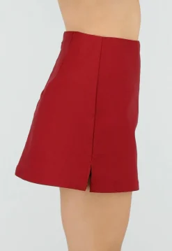 Rode Korte Skort met Stretch en Binnenbroekje