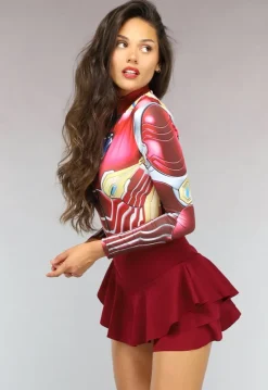 Rode Marvel Iron Man Bodysuit met Rits