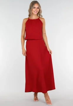 Rode Maxi Set met Hooggesloten Top en Stretch