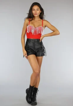 Rode Push Up Strass Bustier