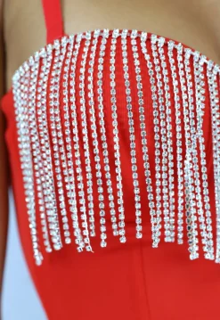 Rode Push Up Strass Bustier