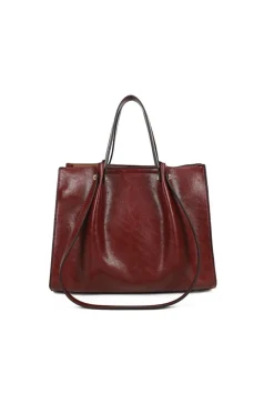 Rode Shopper met Dubbele Hengsels en Plooivorming