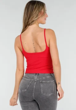Rode Spaghetti Sporttop met Stretch