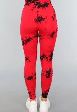 Rode Sportlegging met Cut Out en Vlek Print