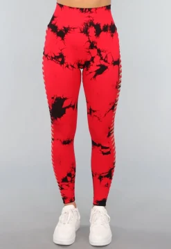 Rode Sportlegging met Cut Out en Vlek Print