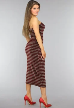 Rode Strapless Glitter Bodycon Jurk