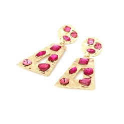 Rode Strass Retro Oorhangers