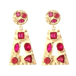Rode Strass Retro Oorhangers