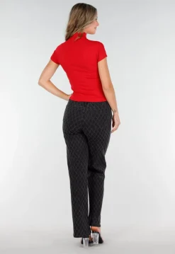 Rode Stretch Top met Col en Korte Mouwen