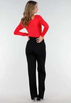 Rode Stretch Top met Overslag en Plooien
