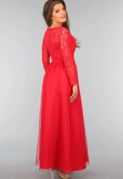 Rode Tule Jurk met Kanten Lijfje