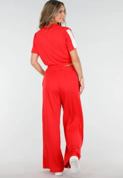 Rode Two-Piece Set met Vestje en Wijde Pijpen