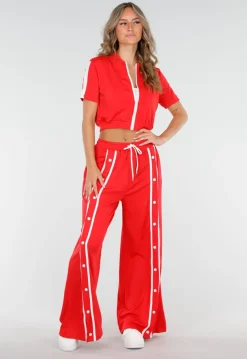 Rode Two-Piece Set met Vestje en Wijde Pijpen