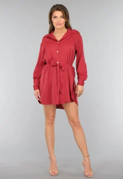 Roestbruine Lange Blouse met Broekje en Tailleband