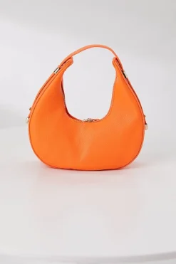 Ronde Oranje Lederlook Tas