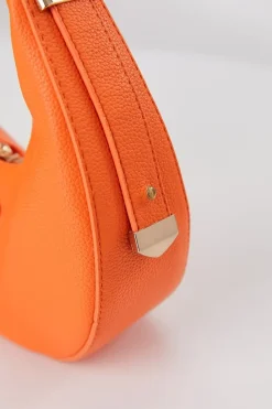 Ronde Oranje Lederlook Tas