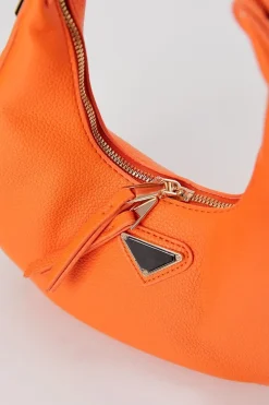 Ronde Oranje Lederlook Tas