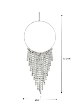 Ronde Zilveren Oorbellen met Strass Waterval