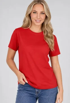 Rood Basic T-Shirt met Lichte Stretch
