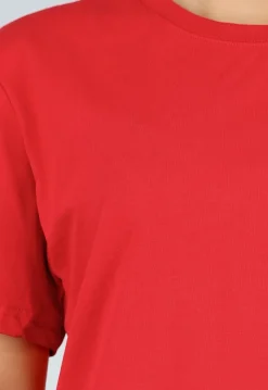Rood Basic T-Shirt met Ronde Hals en Korte Mouwen