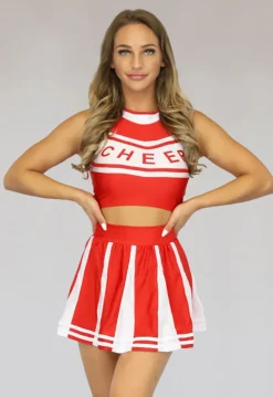 Rood Cheerleader Kostuum