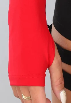 Rood Cropped Bolero met Duimgaten