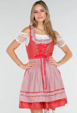 Rood Oktoberfest Dirndl Jurkje met Stippen
