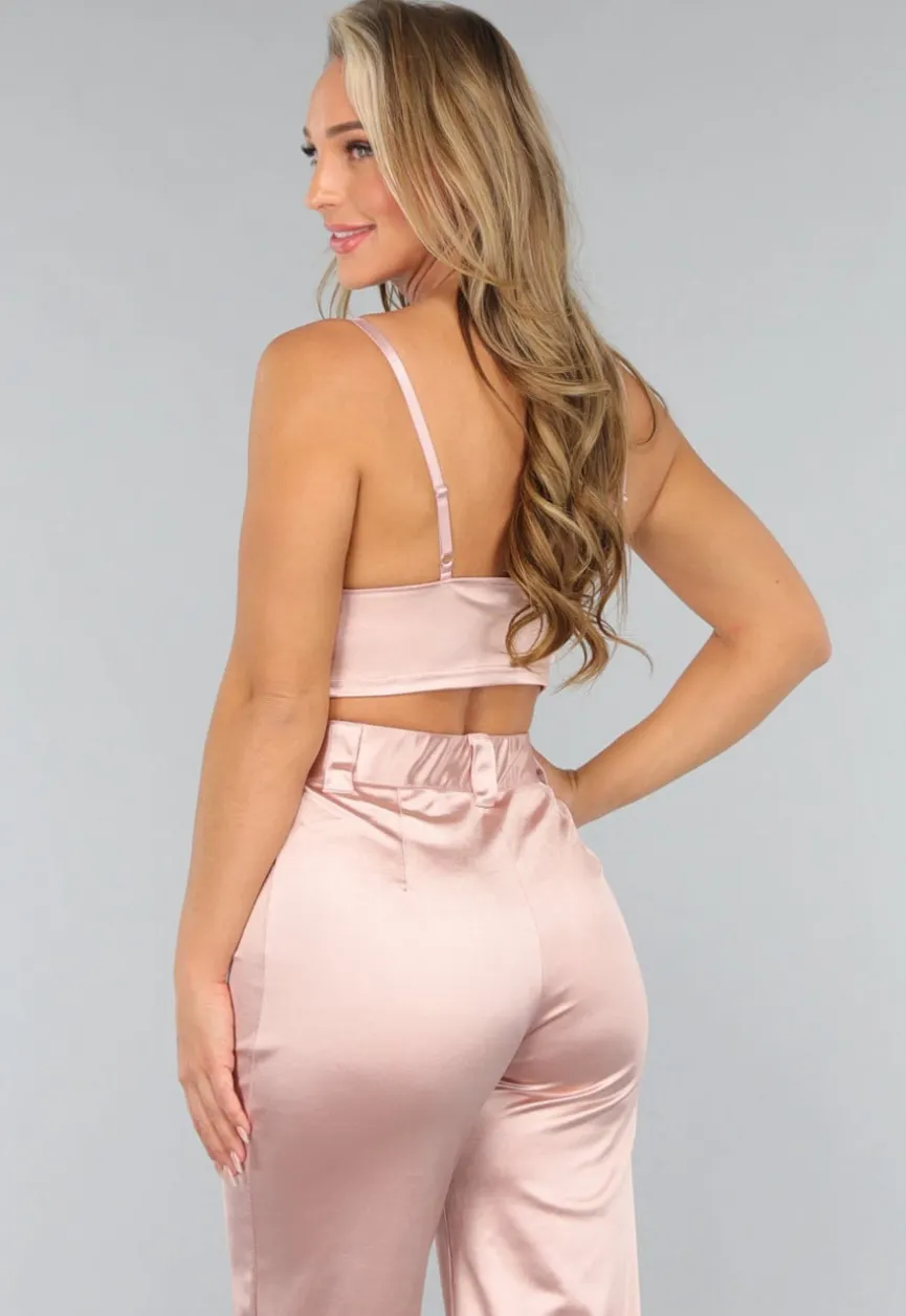 Rosé Satin Crop Top