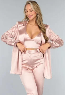 Rosé Satin Crop Top