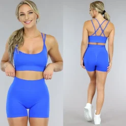 Royaal Blauwe Sport-bh met Gedetailleerde Rug
