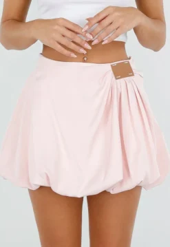 Roze Ballon Skort met Hoge Taille