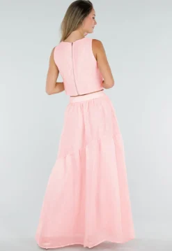 Roze Bloemen Crop Top met Mouwloos Model