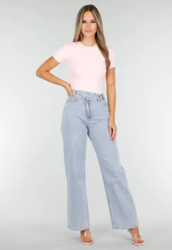 Roze Bodysuit met Korte Mouwen en String Achterkant