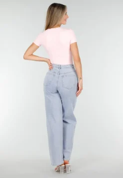Roze Bodysuit met Korte Mouwen en String Achterkant