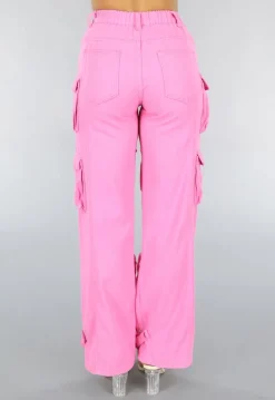 Roze Cargo Jeans met Gaten
