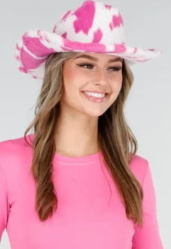 Roze Cowboyhoed met Koeienprint van Nepbont