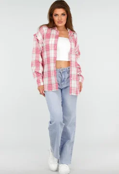 Roze en Wit Geruite Houthakkers Blouse met Ruiten